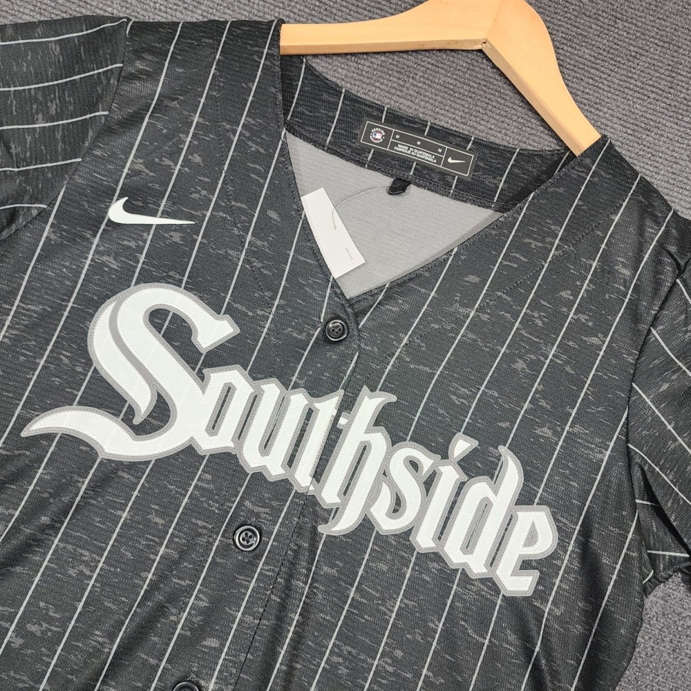 Nike Chicago White Sox Southside #7 Anderson Jersey Womens M Black Pinstripe
